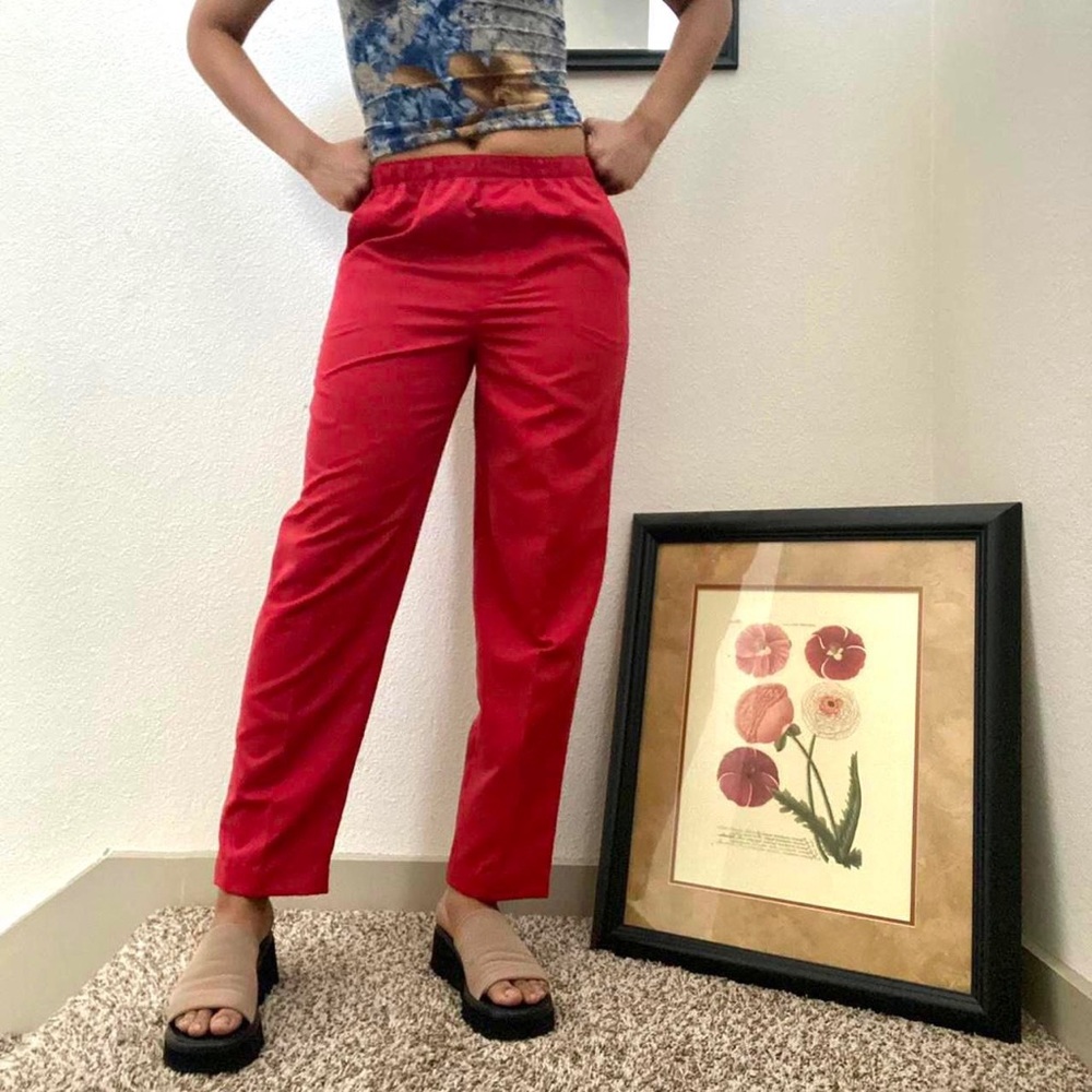 red casual pants